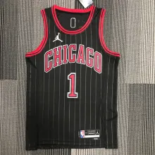 NBA Men 75th Anniversary Chicago Bulls Black with Jordan Logo #1 ROSE Jersey High Quality Name and Number Print