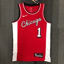 NBA Men 75th Anniversary Season 2022 Chicago Bulls Red #1 ROSE Jersey High Quality Name and Number Print