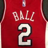 NBA Men 75th Anniversary Season 2022 Chicago Bulls Red #2 BALL Jersey High Quality Name and Number Print