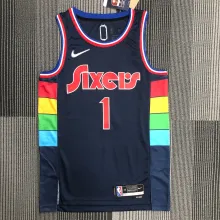 NBA Men 75th Anniversary Season 2022 Philadelphia 76ers Dark Blue #1 HARDEN Jersey High Quality Name and Number Print