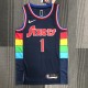 NBA Men 75th Anniversary Season 2022 Philadelphia 76ers Dark Blue #1 HARDEN Jersey High Quality Name and Number Print