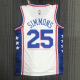 NBA Men 75th Anniversary Season 2022 Philadelphia 76ers White V-neck  #25 SIMMONS Jersey High Quality Name and Number Print
