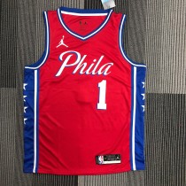 NBA Men Philadelphia 76ers Red #1 HARDEN Jersey with Jordan Logo High Quality Name and Number Print