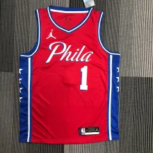 NBA Men Philadelphia 76ers Red #1 HARDEN Jersey with Jordan Logo High Quality Name and Number Print