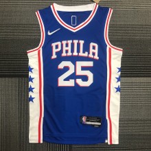 NBA Men 75th Anniversary Season 2022 Philadelphia 76ers Blue V-neck  #25 SIMMONS Jersey High Quality Name and Number Print