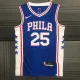 NBA Men 75th Anniversary Season 2022 Philadelphia 76ers Blue V-neck  #25 SIMMONS Jersey High Quality Name and Number Print