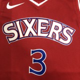 NBA Men Philadelphia 76ers Red  #3 IVERSON Jersey High Quality Name and Number Print
