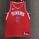 NBA Men Philadelphia 76ers Red  #3 IVERSON Jersey High Quality Name and Number Print