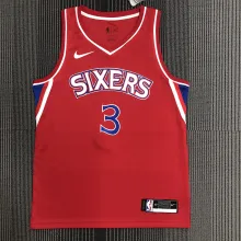 NBA Men Philadelphia 76ers Red  #3 IVERSON Jersey High Quality Name and Number Print