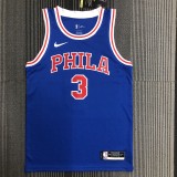 NBA Men Philadelphia 76ers Retro Blue Round-neck  #3 IVERSON Jersey High Quality Name and Number Print