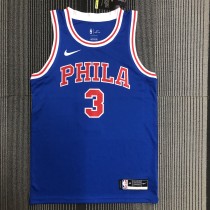 NBA Men Philadelphia 76ers Retro Blue Round-neck  #3 IVERSON Jersey High Quality Name and Number Print