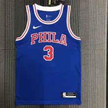 NBA Men Philadelphia 76ers Retro Blue Round-neck  #3 IVERSON Jersey High Quality Name and Number Print