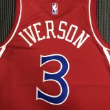 NBA Men Philadelphia 76ers Red  #3 IVERSON Jersey High Quality Name and Number Print