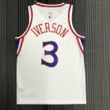 NBA Men Philadelphia 76ers White V-neck  #3 IVERSON Jersey High Quality Name and Number Print