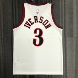 NBA Men Philadelphia 76ers Retro White V-neck  #3 IVERSON Jersey High Quality Name and Number Print