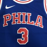 NBA Men Philadelphia 76ers Retro Blue Round-neck  #3 IVERSON Jersey High Quality Name and Number Print