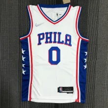 NBA Men 75th Anniversary Season 2022 Philadelphia 76ers White V-neck  #0 MAXEY Jersey High Quality Name and Number Print