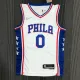 NBA Men 75th Anniversary Season 2022 Philadelphia 76ers White V-neck  #0 MAXEY Jersey High Quality Name and Number Print