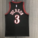 NBA Men Philadelphia 76ers Retro Black V-neck  #3 IVERSON Jersey High Quality Name and Number Print