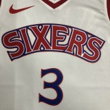 NBA Men Philadelphia 76ers White V-neck  #3 IVERSON Jersey High Quality Name and Number Print