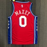 NBA Men Philadelphia 76ers Red #0 MAXEY Jersey with Jordan Logo High Quality Name and Number Print