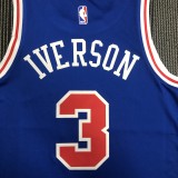 NBA Men Philadelphia 76ers Retro Blue Round-neck  #3 IVERSON Jersey High Quality Name and Number Print