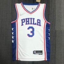 NBA Men 75th Anniversary Season 2022 Philadelphia 76ers White V-neck  #3 IVERSON Jersey High Quality Name and Number Print