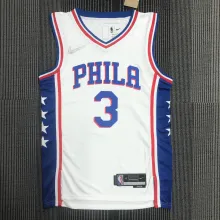 NBA Men 75th Anniversary Season 2022 Philadelphia 76ers White V-neck  #3 IVERSON Jersey High Quality Name and Number Print