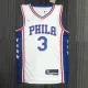 NBA Men 75th Anniversary Season 2022 Philadelphia 76ers White V-neck  #3 IVERSON Jersey High Quality Name and Number Print