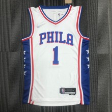 NBA Men 75th Anniversary Season 2022 Philadelphia 76ers White V-neck  #1 HARDEN Jersey High Quality Name and Number Print
