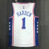 NBA Men 75th Anniversary Season 2022 Philadelphia 76ers White V-neck  #1 HARDEN Jersey High Quality Name and Number Print