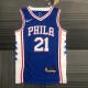NBA Men 75th Anniversary Season 2022 Philadelphia 76ers Blue V-neck  #21 EMBIID Jersey High Quality Name and Number Print