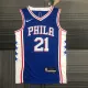 NBA Men 75th Anniversary Season 2022 Philadelphia 76ers Blue V-neck  #21 EMBIID Jersey High Quality Name and Number Print