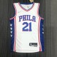 NBA Men 75th Anniversary Season 2022 Philadelphia 76ers White V-neck  #21 EMBIID Jersey High Quality Name and Number Print