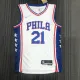 NBA Men 75th Anniversary Season 2022 Philadelphia 76ers White V-neck  #21 EMBIID Jersey High Quality Name and Number Print
