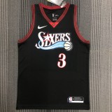 NBA Men Philadelphia 76ers Retro Black V-neck  #3 IVERSON Jersey High Quality Name and Number Print