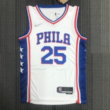 NBA Men 75th Anniversary Season 2022 Philadelphia 76ers White V-neck  #25 SIMMONS Jersey High Quality Name and Number Print