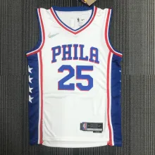 NBA Men 75th Anniversary Season 2022 Philadelphia 76ers White V-neck  #25 SIMMONS Jersey High Quality Name and Number Print