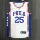 NBA Men 75th Anniversary Season 2022 Philadelphia 76ers White V-neck  #25 SIMMONS Jersey High Quality Name and Number Print