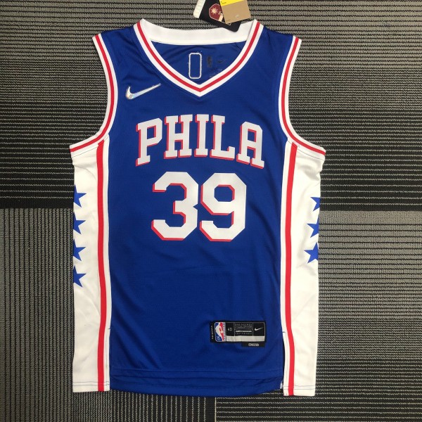 NBA Men 75th Anniversary Season 2022 Philadelphia 76ers Blue V-neck  #39 HOWARD Jersey High Quality Name and Number Print