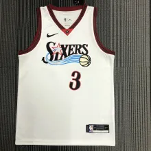 NBA Men Philadelphia 76ers Retro White V-neck  #3 IVERSON Jersey High Quality Name and Number Print