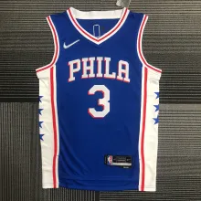 NBA Men 75th Anniversary Season 2022 Philadelphia 76ers Blue V-neck  #3 IVERSON Jersey High Quality Name and Number Print