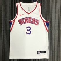 NBA Men Philadelphia 76ers White V-neck  #3 IVERSON Jersey High Quality Name and Number Print
