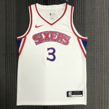 NBA Men Philadelphia 76ers White V-neck  #3 IVERSON Jersey High Quality Name and Number Print