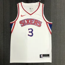 NBA Men Philadelphia 76ers White V-neck  #3 IVERSON Jersey High Quality Name and Number Print