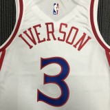 NBA Men Philadelphia 76ers White V-neck  #3 IVERSON Jersey High Quality Name and Number Print