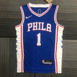 NBA Men 75th Anniversary Season 2022 Philadelphia 76ers Blue V-neck  #1 HARDEN Jersey High Quality Name and Number Print