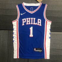NBA Men 75th Anniversary Season 2022 Philadelphia 76ers Blue V-neck  #1 HARDEN Jersey High Quality Name and Number Print
