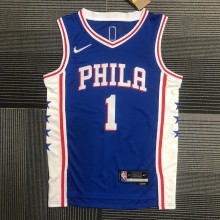 NBA Men 75th Anniversary Season 2022 Philadelphia 76ers Blue V-neck  #1 HARDEN Jersey High Quality Name and Number Print