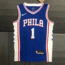 NBA Men 75th Anniversary Season 2022 Philadelphia 76ers Blue V-neck  #1 HARDEN Jersey High Quality Name and Number Print
